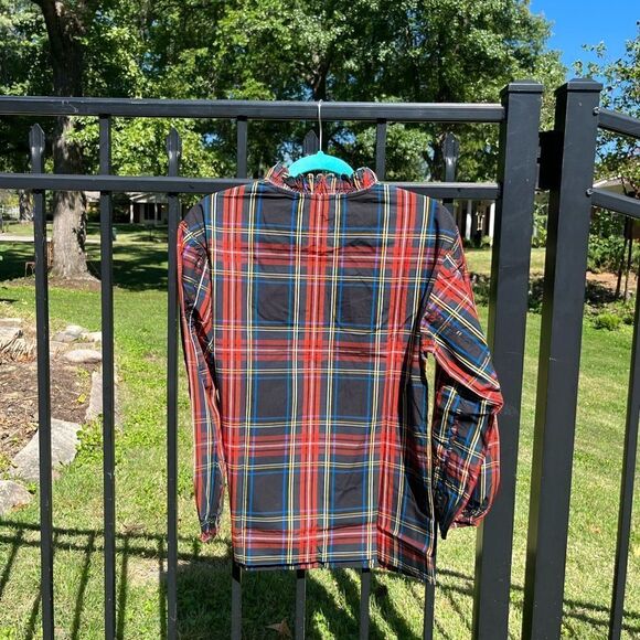 J Crew Stewart Tartan Plaid Tie Neck Scalloped Top NWT - Picture 13 of 14